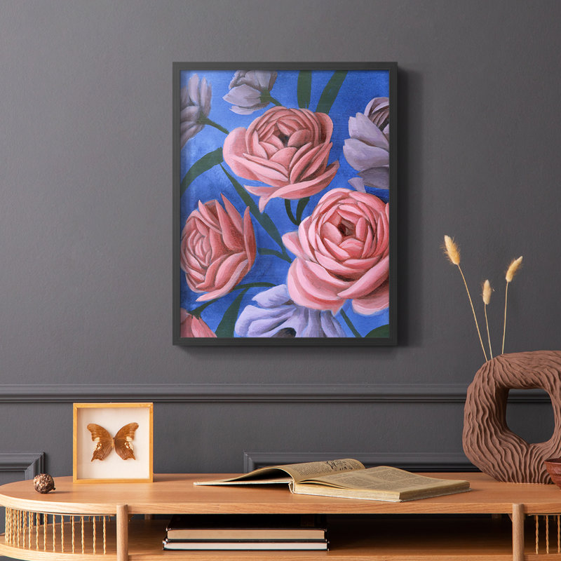 «Layered Petals I», reproduction encadrée - bois massif, H 20 po x l 16 po, Noir