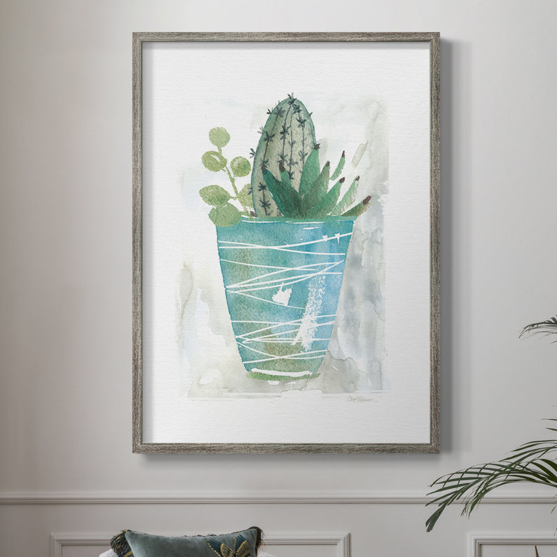 Summer Cactus Framed Print - Solid Wood, 11" H x 9" W