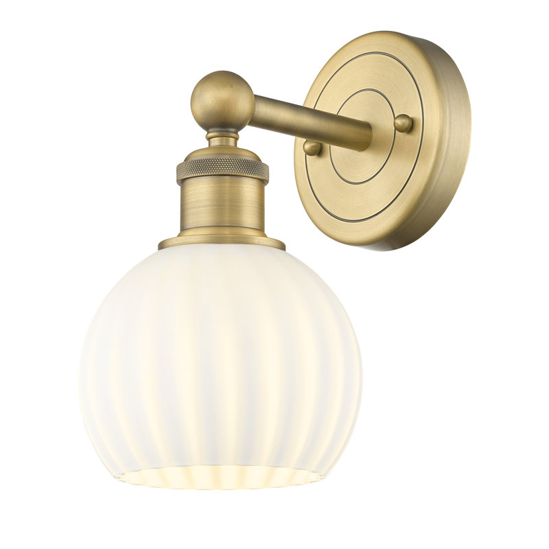 Applique murale 1 lumière Edison Venetian, Laiton brossé, H 10,25 po x l 6 po x P 7,5 po