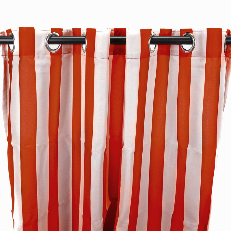 Stripe 54" x 96" Grommet Semi-Sheer Outdoor Curtain Panel, Striped Rust, 54" W x 96" H