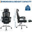 Chaise de bureau ergonomique en filet avec repose-pieds - Chaise de bureau pivotante à haut dossier avec appui-tête et support lombaire réglable pour la maison, le bureau et les jeux (noir)-1609139386-1609139382