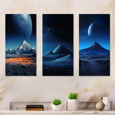 Volcano Lunar Landscape - Ensemble de salon mural en métal Volcano