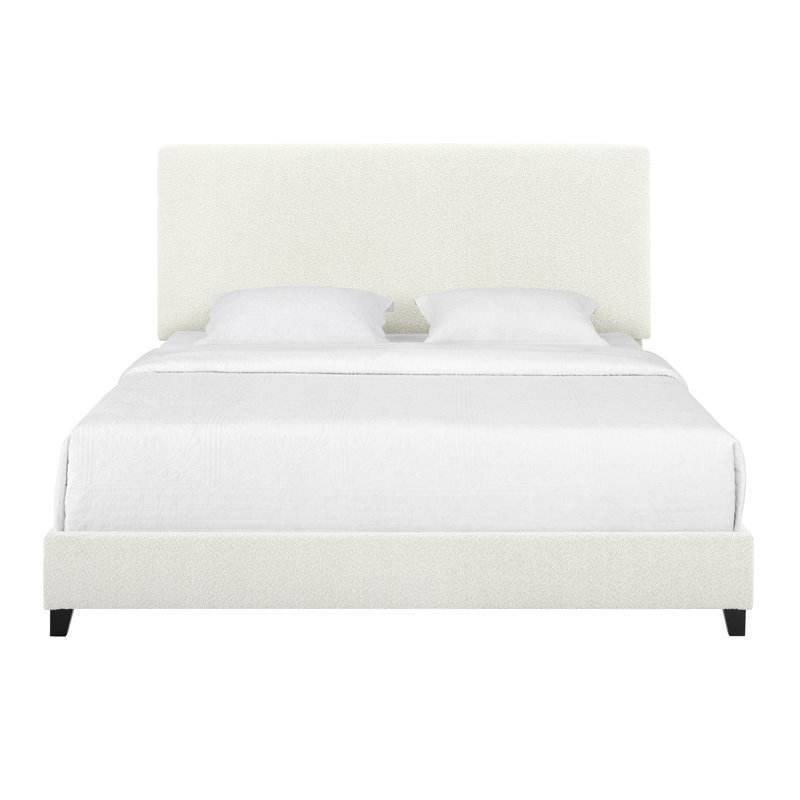 Lit plateforme tapissier Boucle, Blanc, Très grand lit