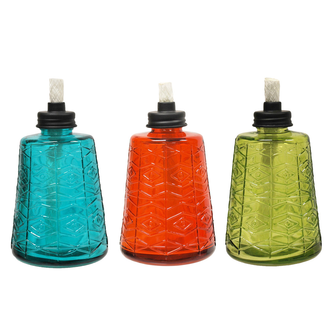 TIKI® Brand 6 Inch Table Torch Glass Red, Green and Blue (Set of 3) TIKI Brand