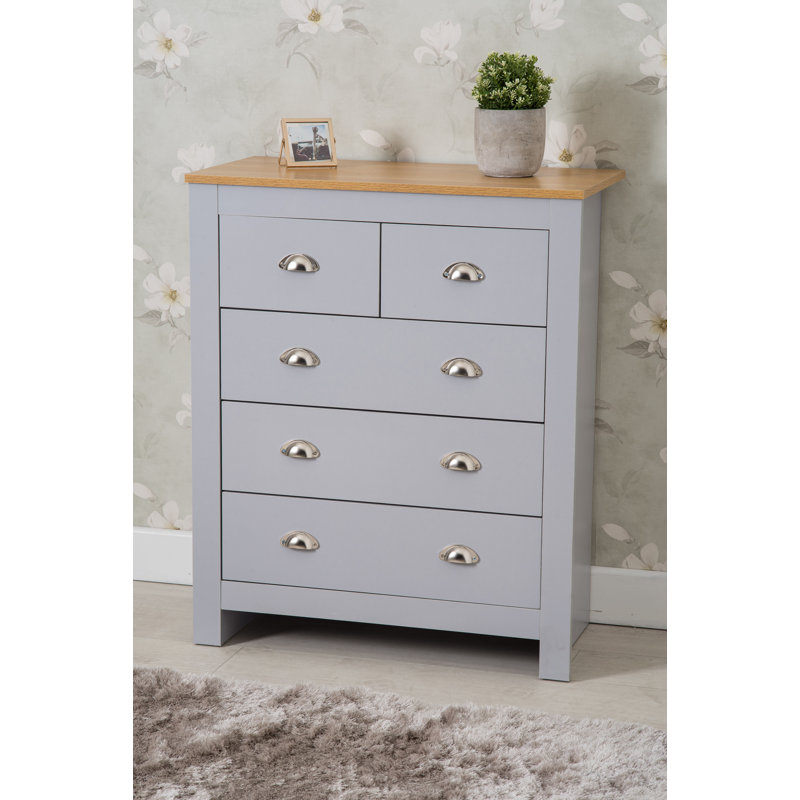 Susana 79 cm W Chest of Drawers, Grey/Oak