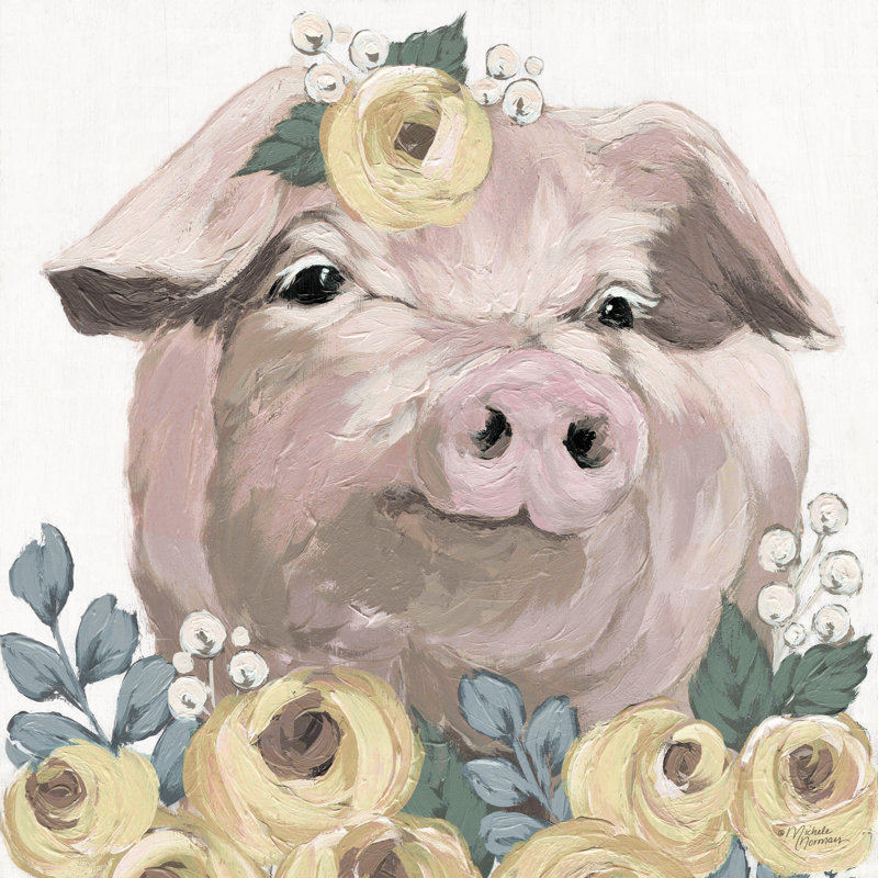 «Penelope The Pig On Canvas» par Michele Norman, reproduction, H 20 po x l 20 po x P 1,25 po