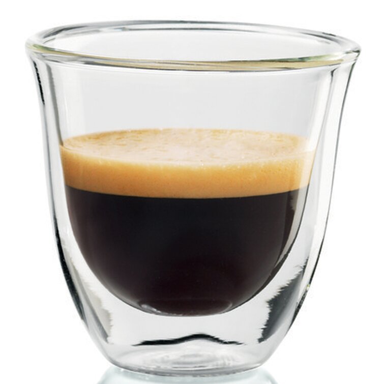 De'Longhi DeLonghi Double Walled Thermo Espresso Glasses, Set  of 2, Regular, Clear, 90 milliliters: Combination Coffee Espresso Machines:  Espresso Cups
