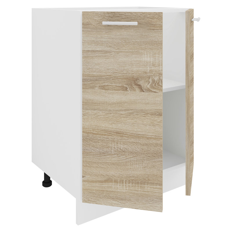 Sanira 82Cm H x 46Cm D Manufactured Wood Standard Base Cabinet, 82cm H x 60cm W x 46cm D, White/Sonoma oak