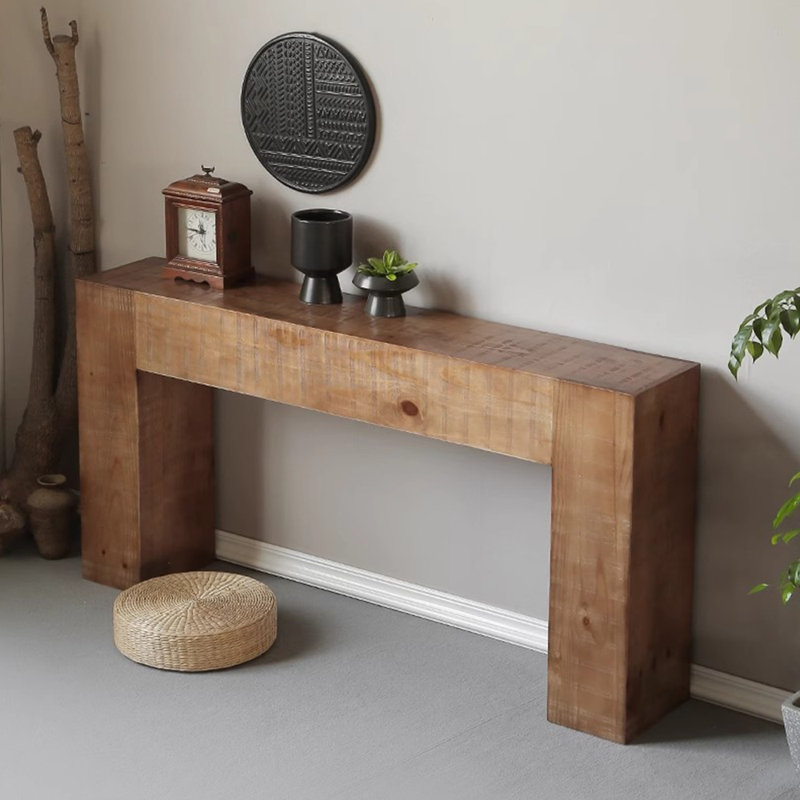 Console Retro Minimalist Art, Bois naturel, 31.5" H x 78.7" W x 11.8" D