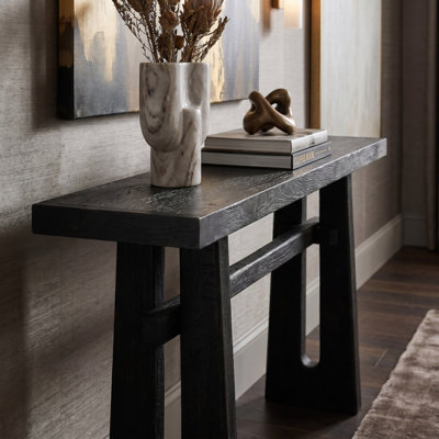 Console rectangulaire Henderson en bois massif noir, 162,5 cm (64 po).