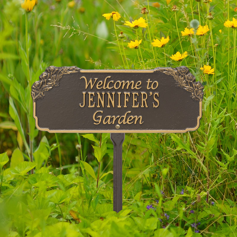 Enseigne de jardin personnalisée welcome, Bronze/Doré, Oui