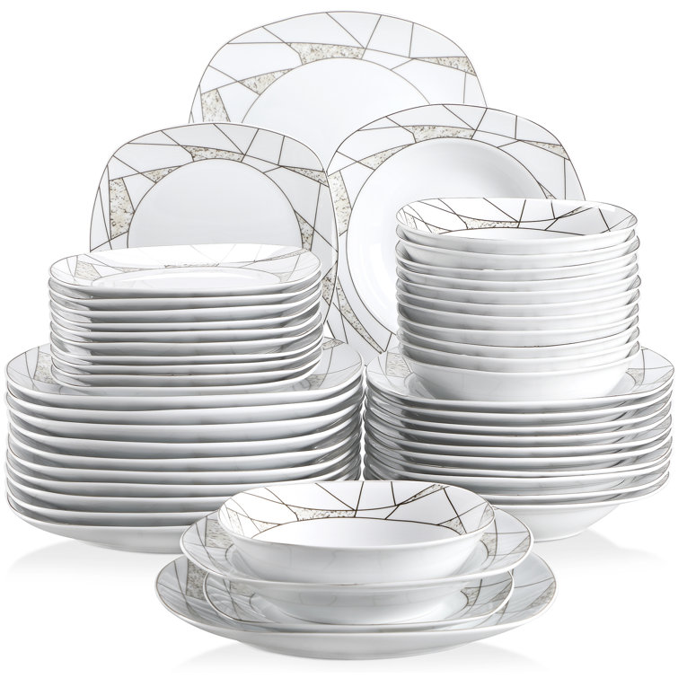 MALACASA Porcelain China Dinnerware Set - Service for 2