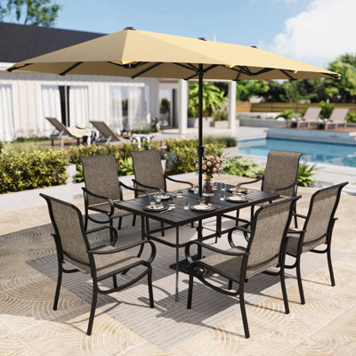 6-person Patio Dining Outdoor Table Set With Umbrella