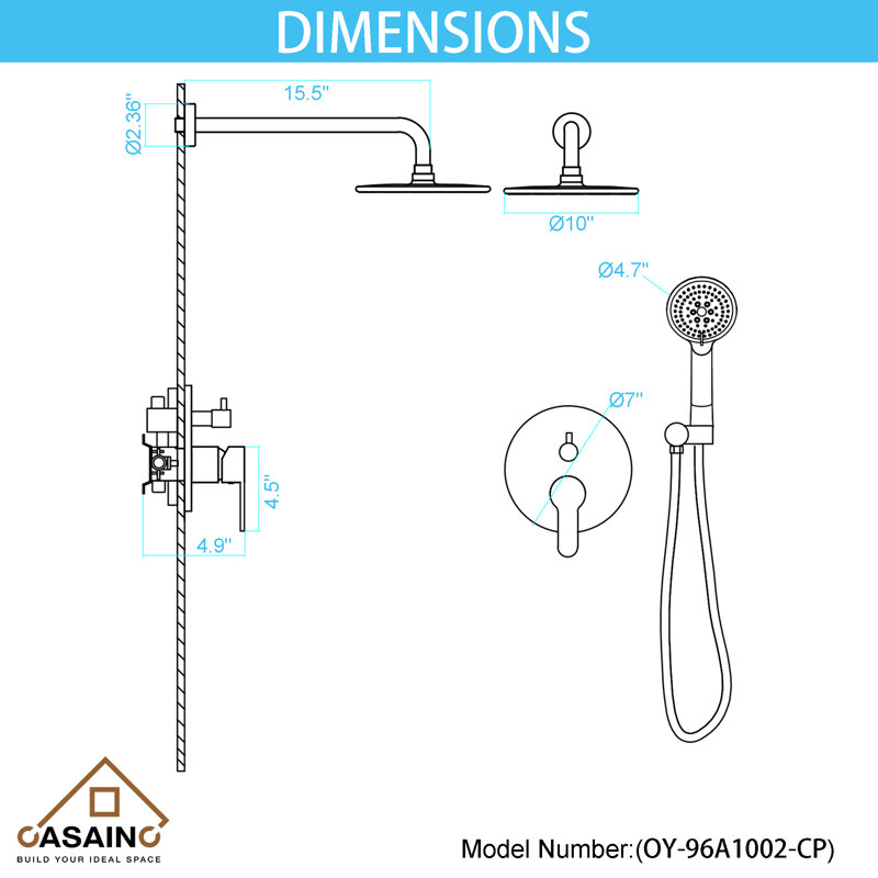 All-In-One Kit with Rough in-Valve, Chrome