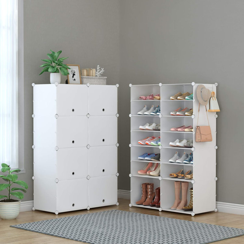 32 Pair Shoe Storage Cabinet, White