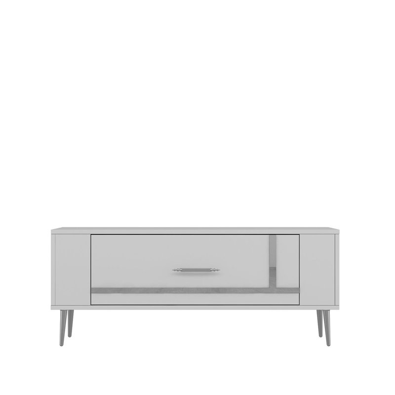 Olivia TV Stand, White/Silver, 120cm