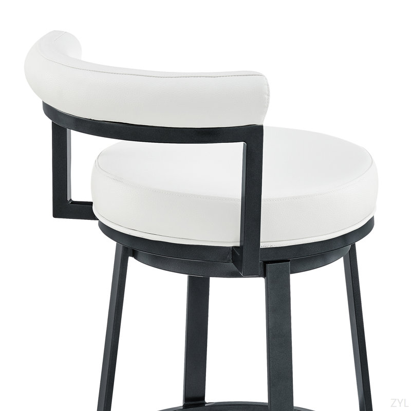 Tabouret de bar ou de comptoir pivotant au fini nuage avec similicuir blanc