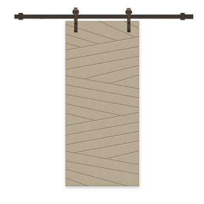 Panelled Manufactured Wood and Metal Barn Door with Installation Hardware Kit