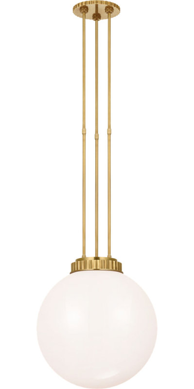 Cavill 16" Pendant with White Glass, Natural Brass