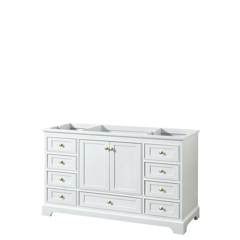Base de meuble-lavabo simple Deborah, Blanc / or