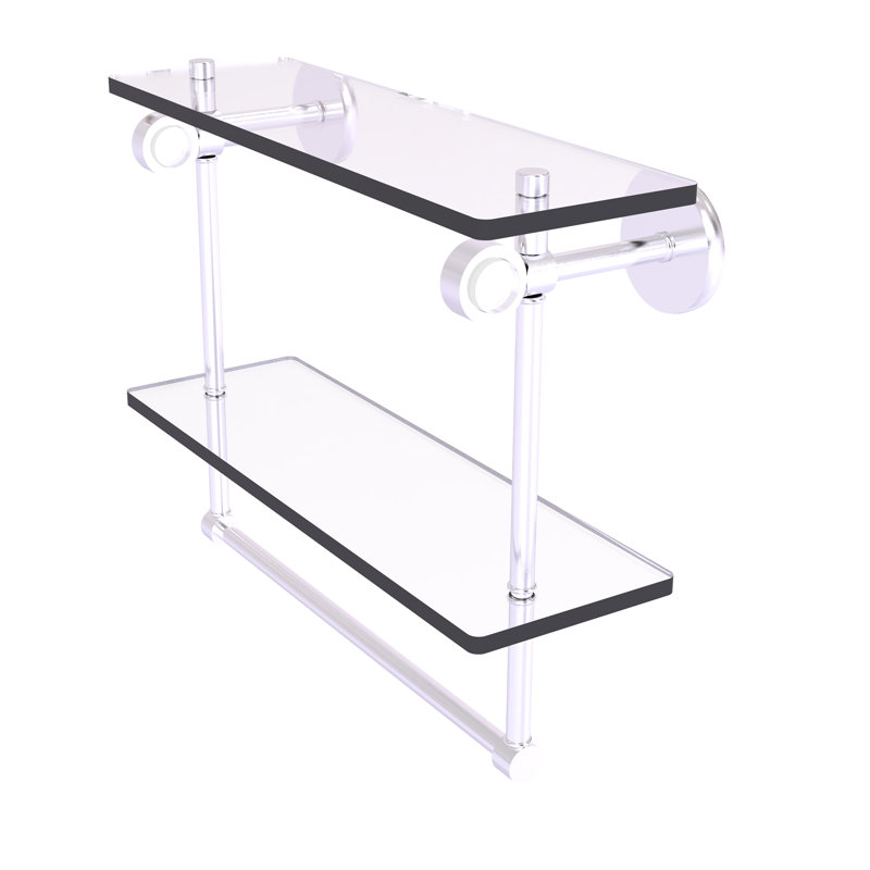 Tablette murale en verre double meuble-lavabo Margolis, H 12,8 po x l 16 po x p 5,6 po, Chrome satiné