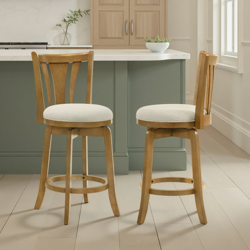 Tabouret de bar Beckett, Beige, Brun, Tabouret de comptoir (siège d'une hauteur de 26,2