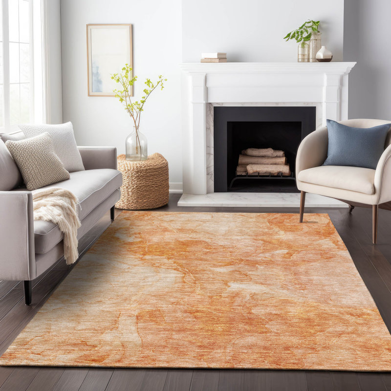 Tapis saumon Prisco lavable à la machine de qualité supérieure, Rectangle 5 pi x 7 pi 6 po