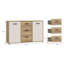 Rajish Modern Sideboard with 3 Drawers and 2 Doors, Engineered Wood, Light Oak Decor with Sand Toned Doors, 141.2cm W x 84.9cm H x 42cm D.