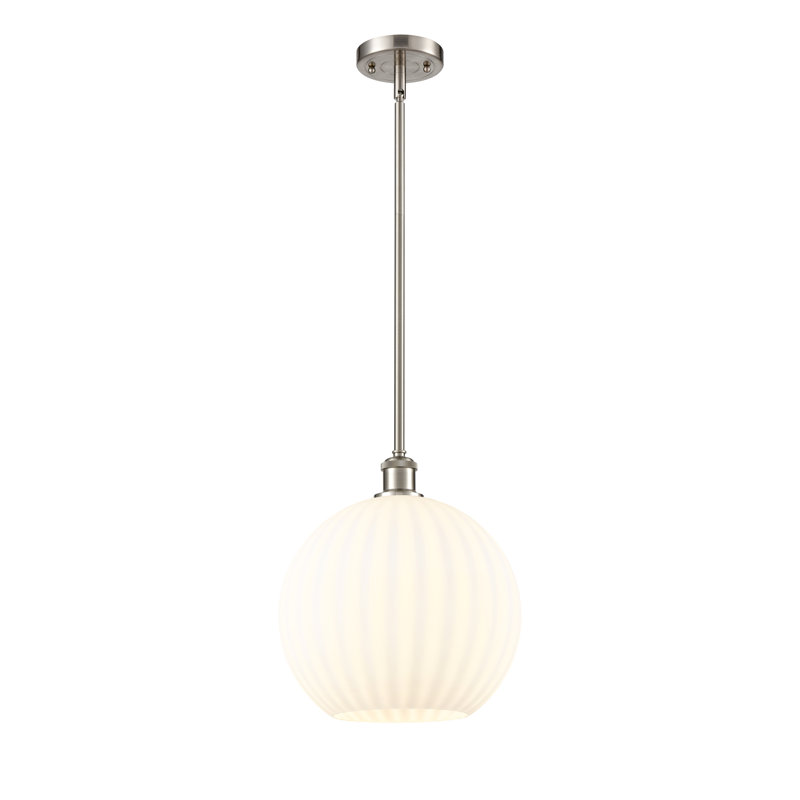 Luminaire suspendu 1 lumière Sabanc, Nickel satiné brossé, H 13,5 po x l 12 po x P 12 po
