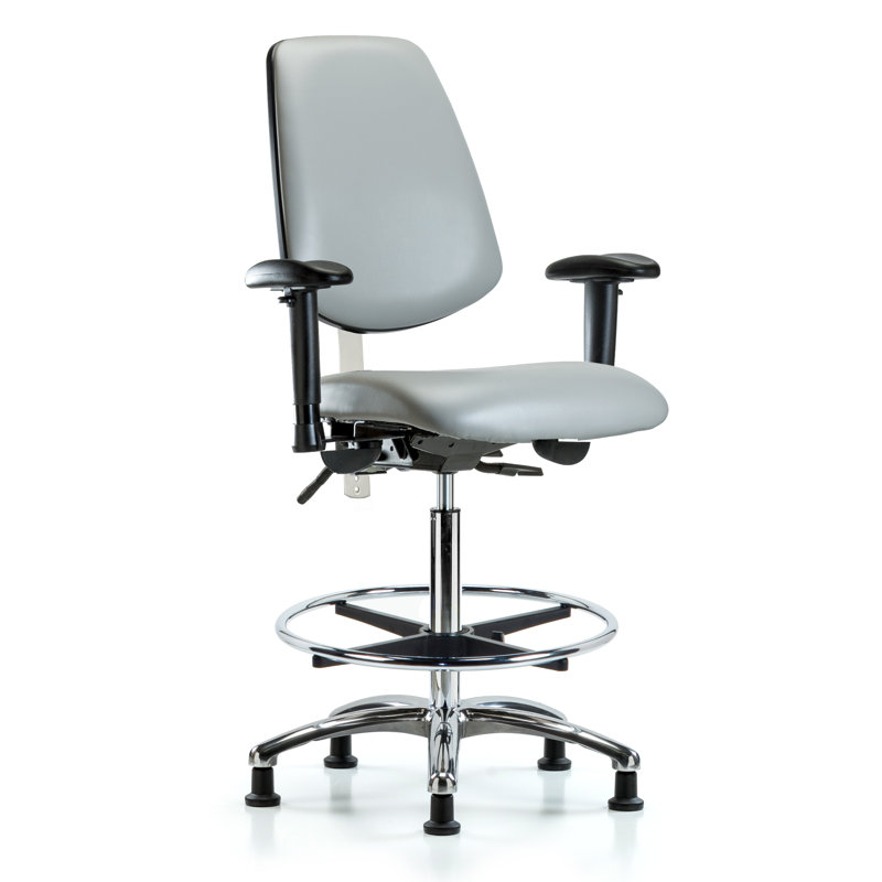 Makaila Vinyl Drafting Chair, Dove, Glides, Not Included