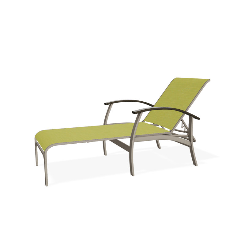 Askar Outdoor Rust-Resistant Metal Chaise Lounge, Lime 38D Sunbrella®, Beachwood P40, Gloss White