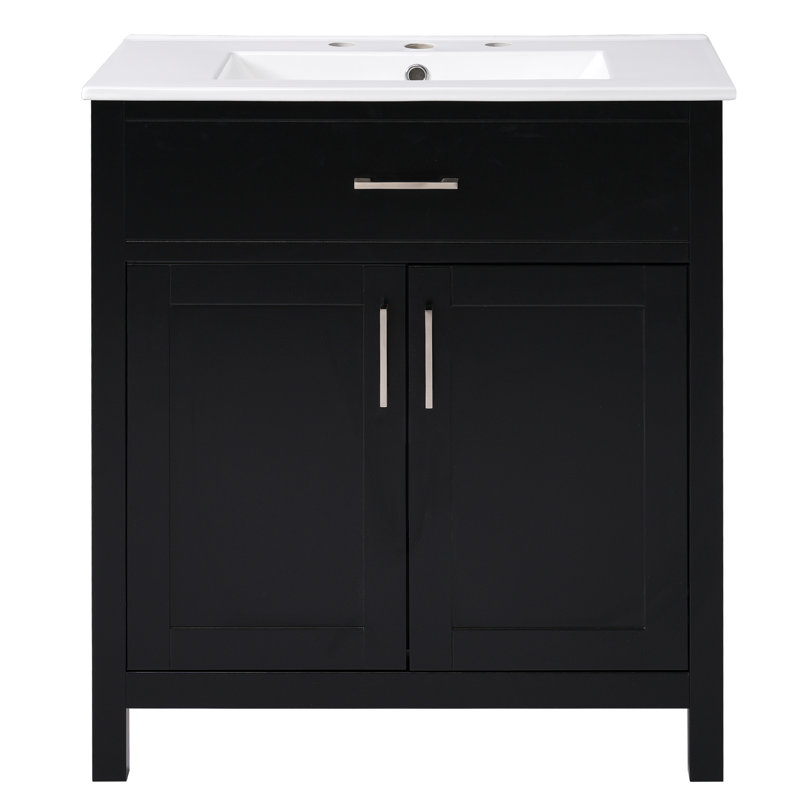 Meuble-lavabo 30 po avec comptoir en céramique, Noir