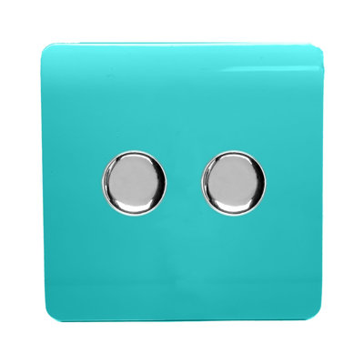 Trendi Switch 2 Gang 1 or 2 way 100w Rotary LED Dimmer Light Switch
