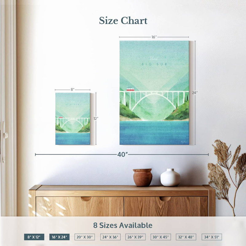 Affiche de voyage rétro Aime Big Sur, H 12 po x l 8 po