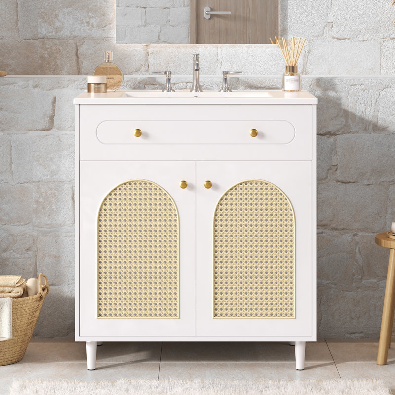Meuble-lavabo 30 po avec lavabo en céramique, Blanc