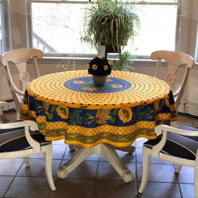 Ajua Tournesol French Provencal Polyester Tablecloth - 70" Round