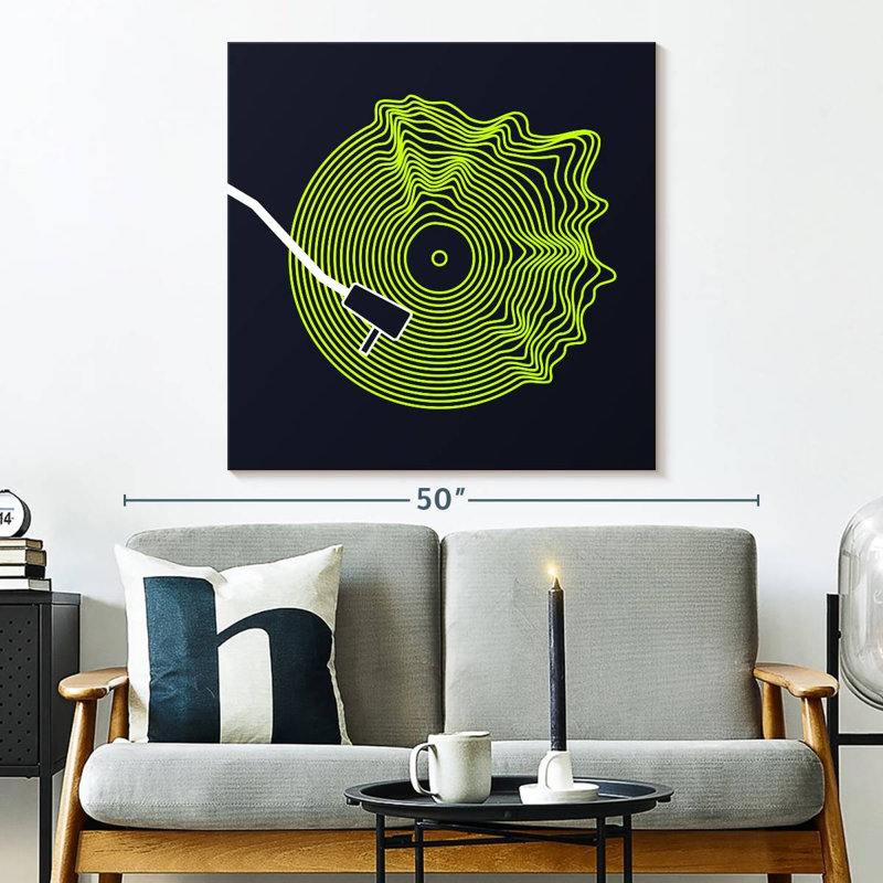 Abarca Neon Vinyl Record, 33" H x 33" W