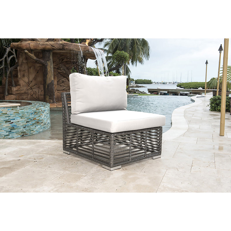 Chaise de patio modulaire avec coussin, Toile toile Sunbrella® bleu ciel