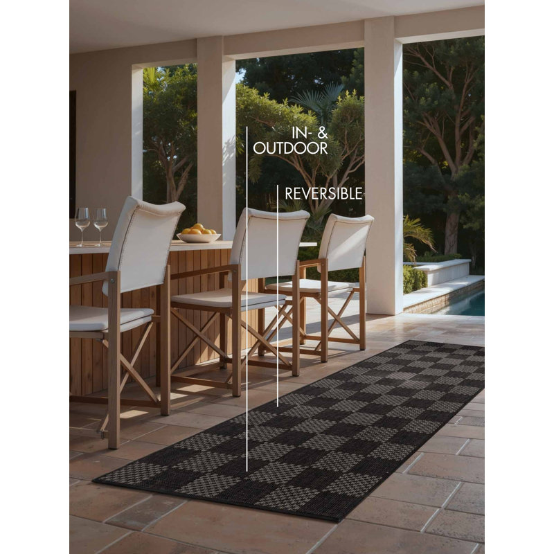 Runner Destyn Chequered 80cm X 200cm Indoor / Outdoor Area Rug