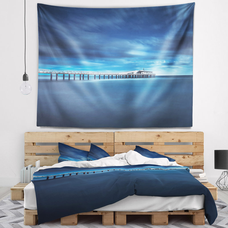 Tapisserie «Seascape Skyy Cloudy Calm Blue Waters», H 32 po x l 39 po