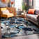 Florentia Floral Black/Gray/Cream Non-Slip Rubberback Area Rug
