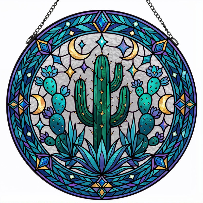 Vitrail Cactus Moon H 12 po, H 12 po