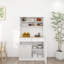 Armoire de rangement blanche pour poubelle de cuisine de 67,7 po de hauteur avec 3 tablettes réglables, 2 tiroirs et une poubelle inclinable de style moderne pour la garde-robe de patio. 1 - Blanc. Cuisine design, salle à manger, salon.