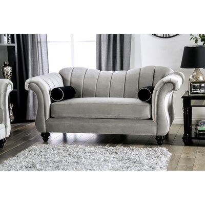 Drummond 74"" Chenille Rolled Arm Chesterfield Loveseat -  Rosdorf Park, 8120D0B2959E4324AB67431EAC73C225