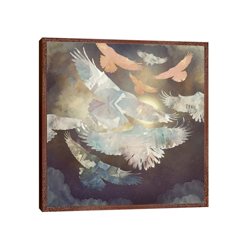 Moonlight Flight - Print on Canvas, Classic Brown Wood Framed, 45.72 cm H x 45.72 cm W