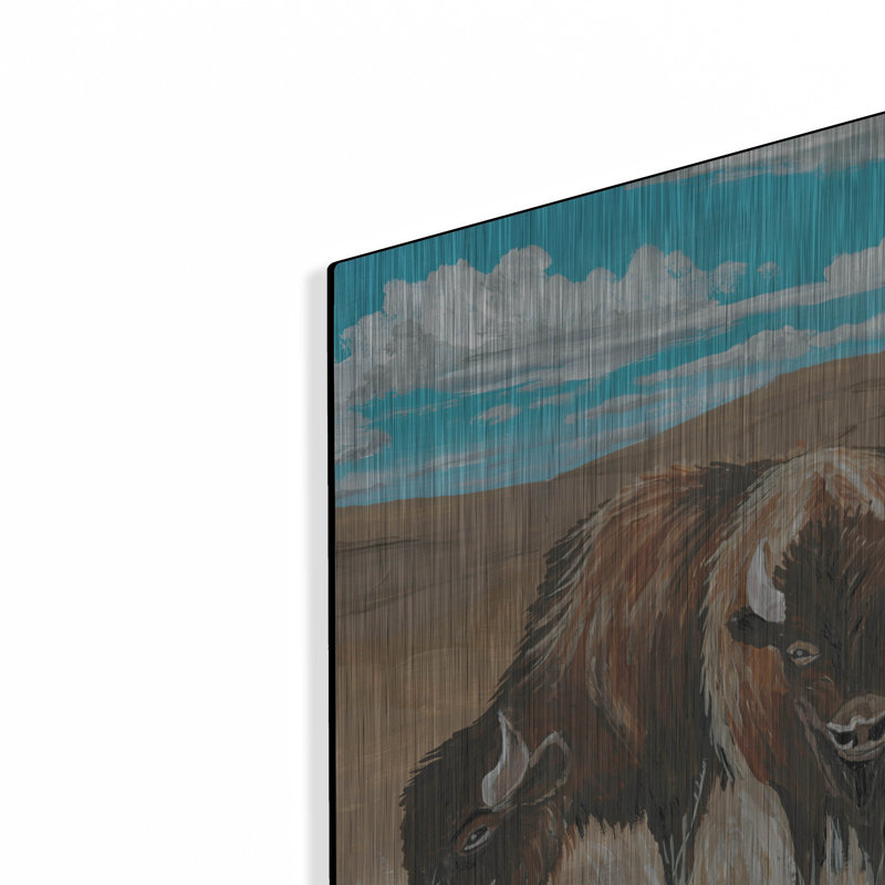 «Bison Herd 1» par Cindy Jacobs, art mural en métal Luxe, 48 po x 24 po, H 24 po x l 48 po