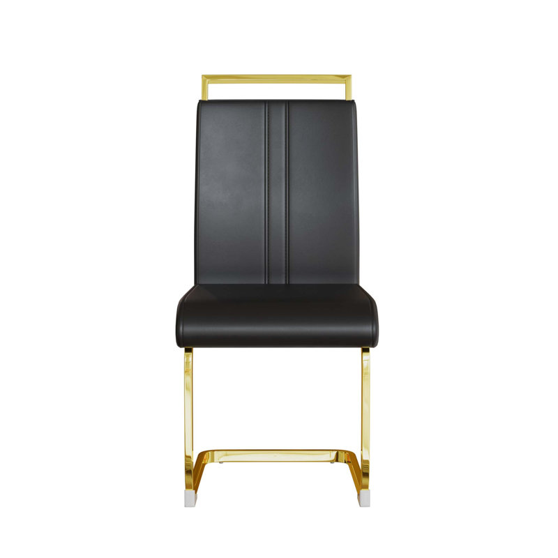 Chaises de salle à manger modernes avec revêtement en similicuir de polyuréthane et pieds en forme de C en métal