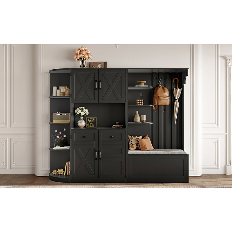 Armoire de vestibule noire gauche / droite multifonctionnelle, rangement pour la maison, installation facile et facile avec instructions