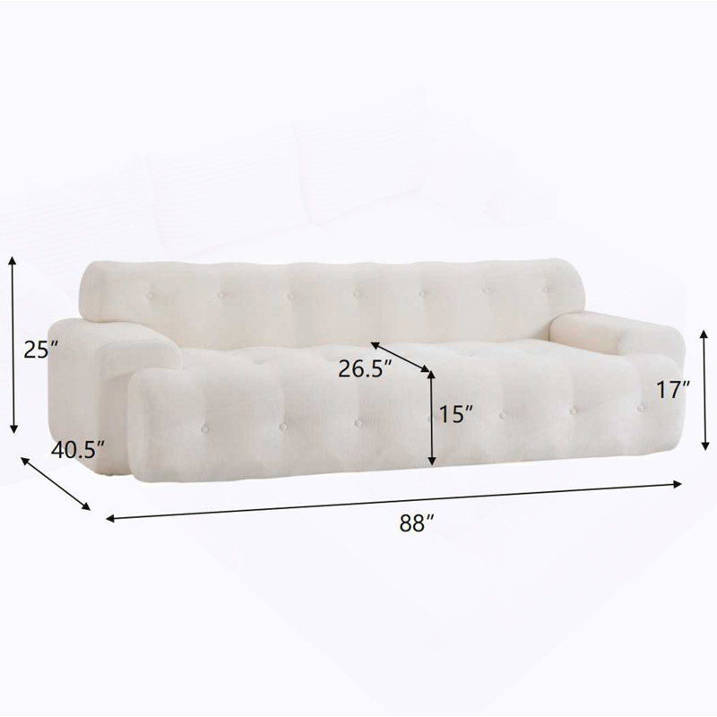 Canapé avec canapé capitonné confortable, White Fabric