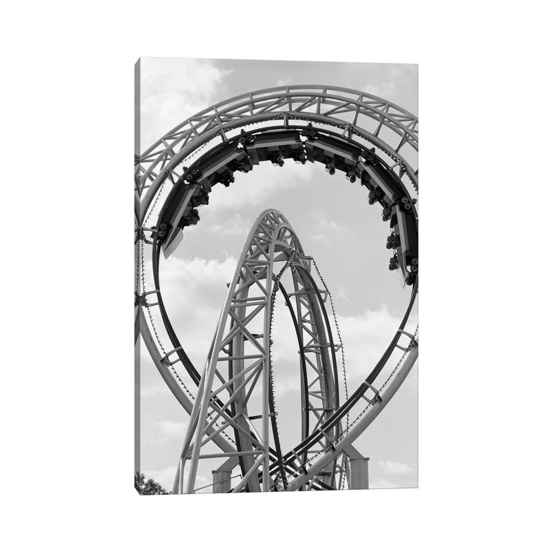 1970s Roller Coaster Amusement Park Ride - Wrapped Canvas Print, 20.32 cm H x 30.48 cm W